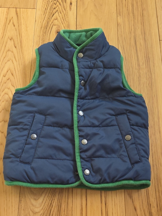 Mini Boden Other - Mini Boden Navy Puffer Vest with Green Fleece